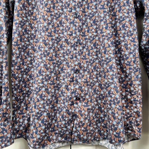 Anthony of London poplin button-down shirt, Large, navy pattern, Business Casual - Picture 5 of 8